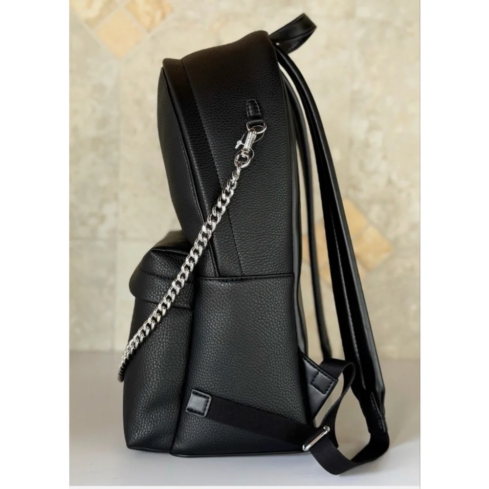 Michael Kors Slater Large Chain Leather Backpack Black - Picture 3 of 11